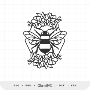Floral Frame and Bee SVG