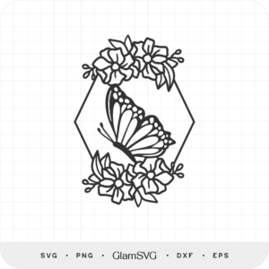 Flower Frame & Butterfly SVG